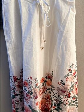 MDM Lux Women’s White Floral Border Maxi Skirt